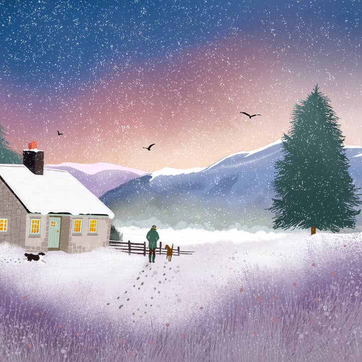 The Shooting Lodge - Highland Winter Print. Signerad Giclee Print. Skotskt landskap för wholesale av Galloway Arts