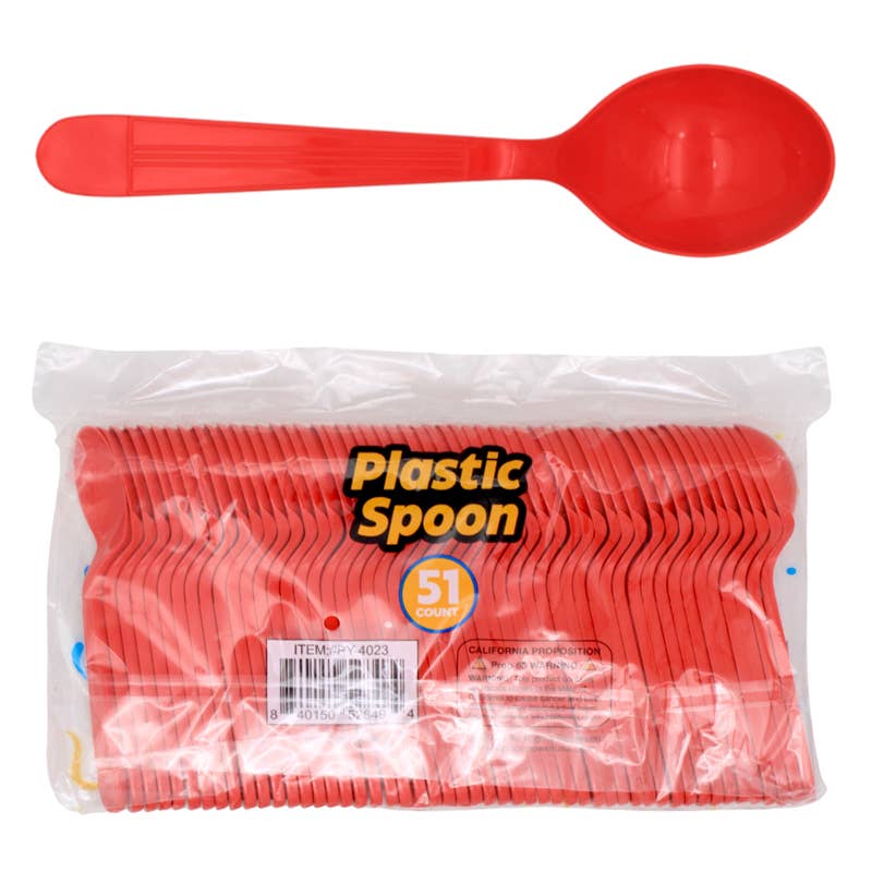 Deluxe Import Trading – wholesale Kitchen spoon – 51 pc Red Plastic Spoons0