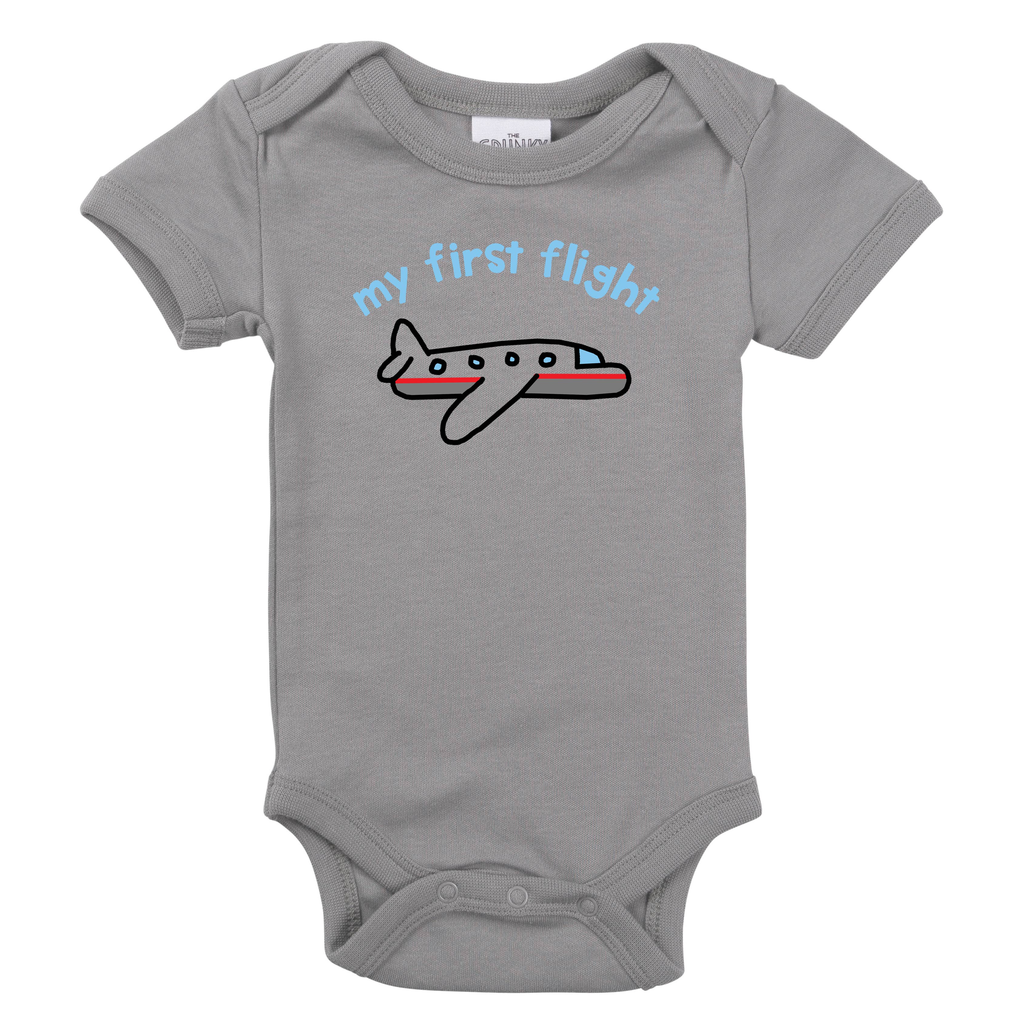 Spunky Stork - Venta al por mayor Body sin pies - Bebés - Body para bebé de algodón orgánico My First Flight Plane Ride Trip1