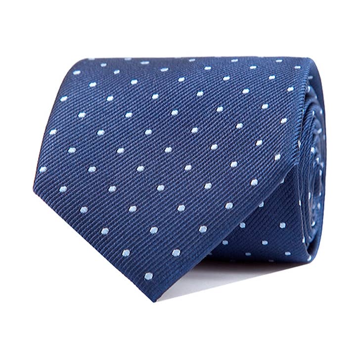 Navy silke slips med lyseblå prikker for engroshandel hos Ox Gemelos