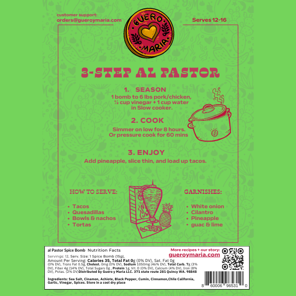 Güero Y María - Wholesale Dried Spice Mix - 🌮 Güero y Maria — Al Pastor Spice Bomb (2-Pack)1