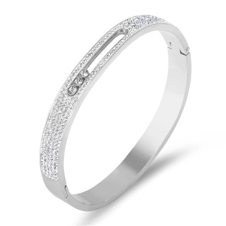Ole - Wholesale Bangle Bracelet - Rhinestone Stainless Steel Bracelets B22687
