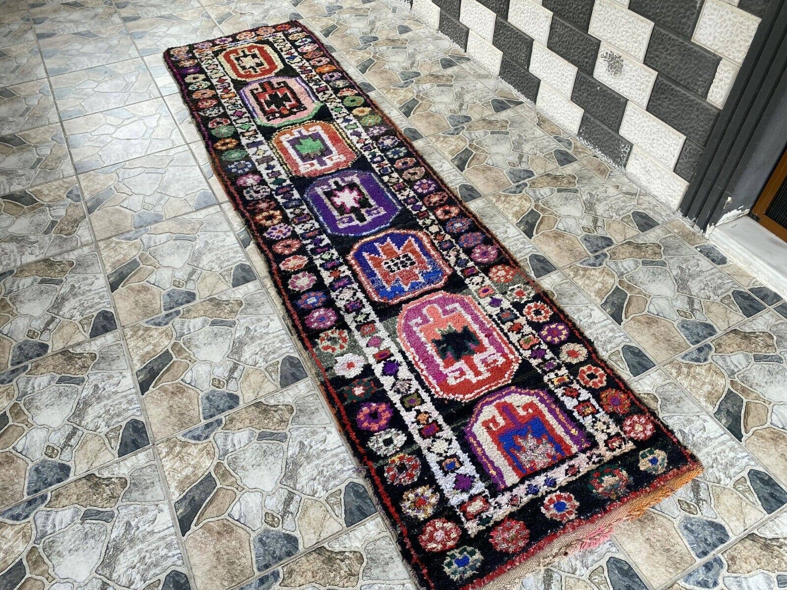 Oushak Rugs - Vente Tapis de couloir - Tapis Vintage Herki Tribal Turc Fait Main en Laine0