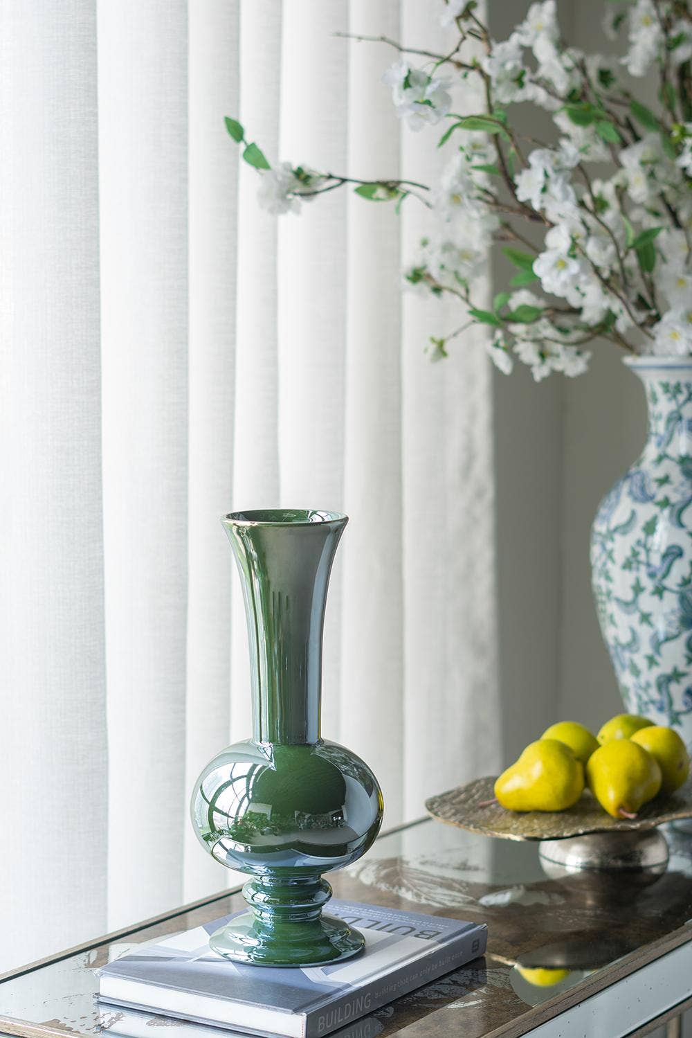 A&B Home Group Inc. - Wholesale Vase - D6x14" Rounded Vase w/ Pedestal Base Green Electroplating