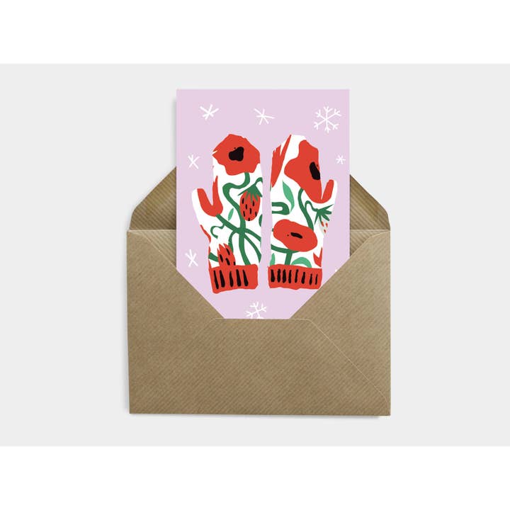 Cartão Postal de Natal com Luvas, Inspirado na Natureza Nórdica por atacado de Luste Illustration