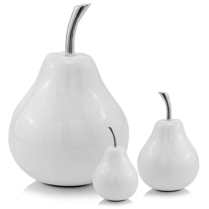 HomeRoots – Objeto de mesa decorativo por atacado – Decoração de casa com sotaque de alumínio em forma de mini pêra revestida