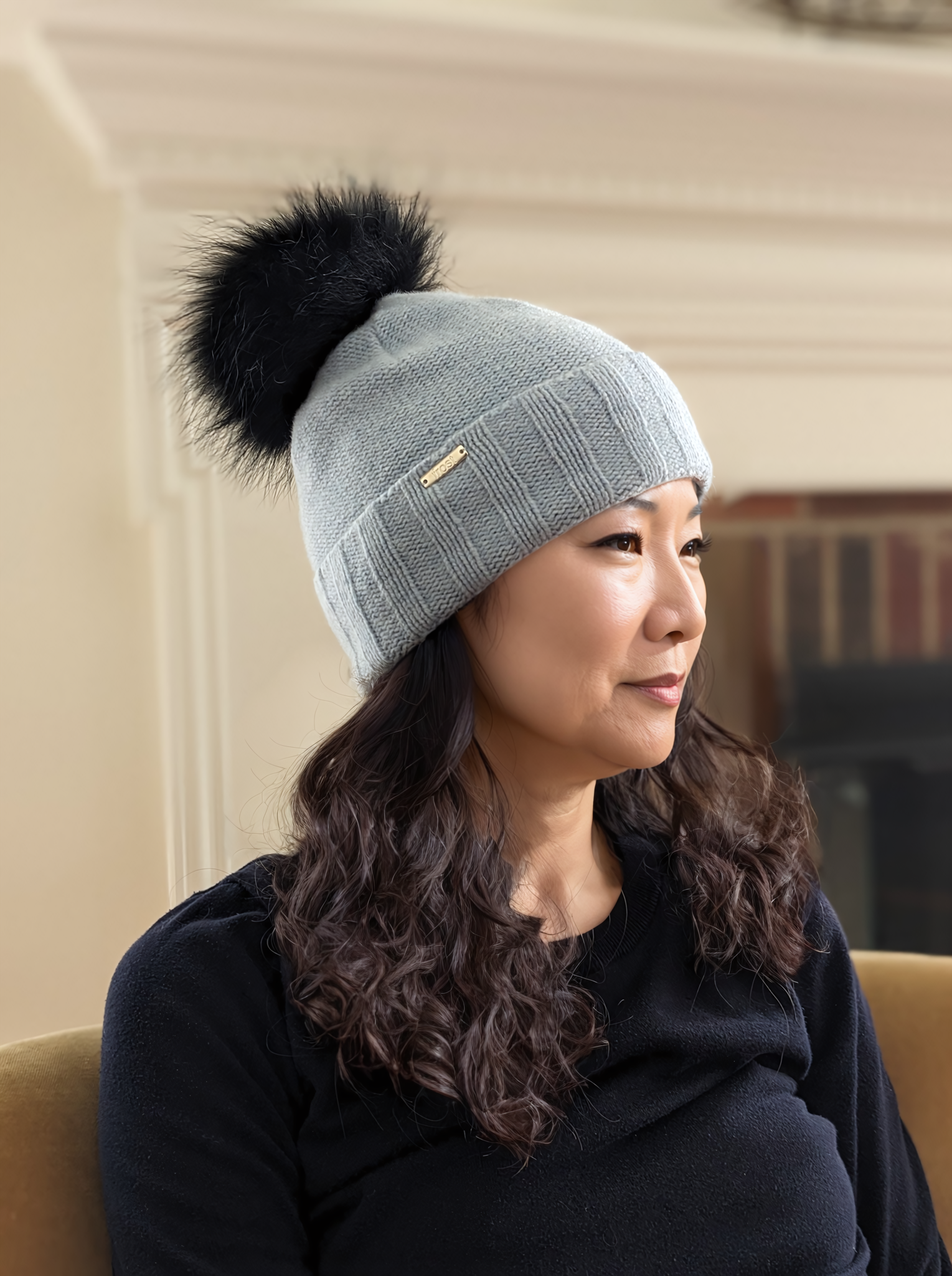 Frost Hats – wholesale Mössa - Dam – 50% kashmir 50% merinoullmössa med avtagbar pälsboll6