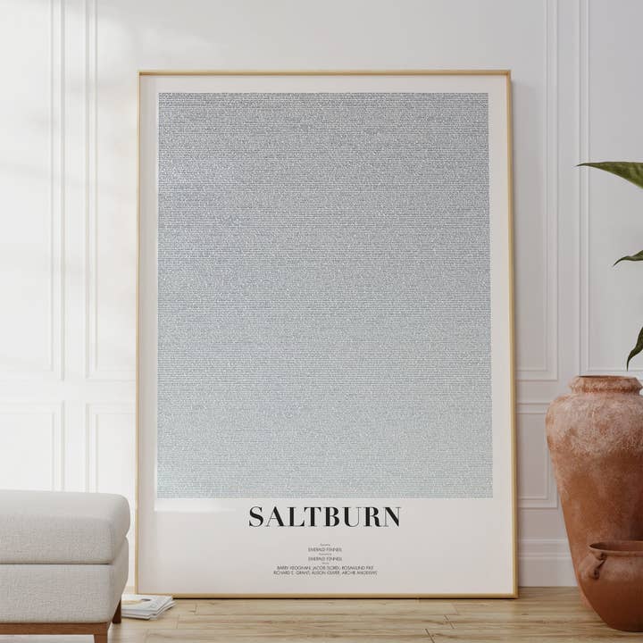 Saltburn, Drehbuch, Filmplakat für den Großhandel von Fade Out Prints