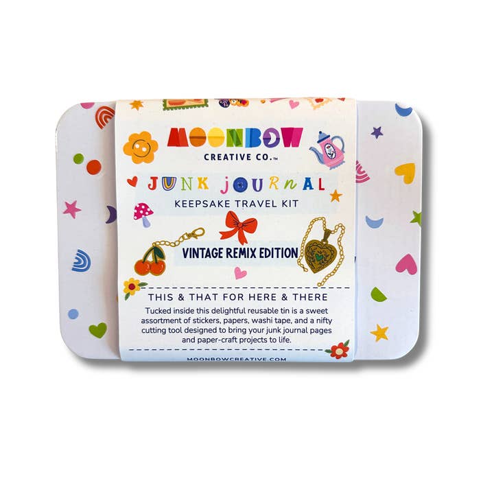 Junk Journal Keepsake Travel Tin Vintage Remix Edition for wholesale by Moonbow Creative Co.