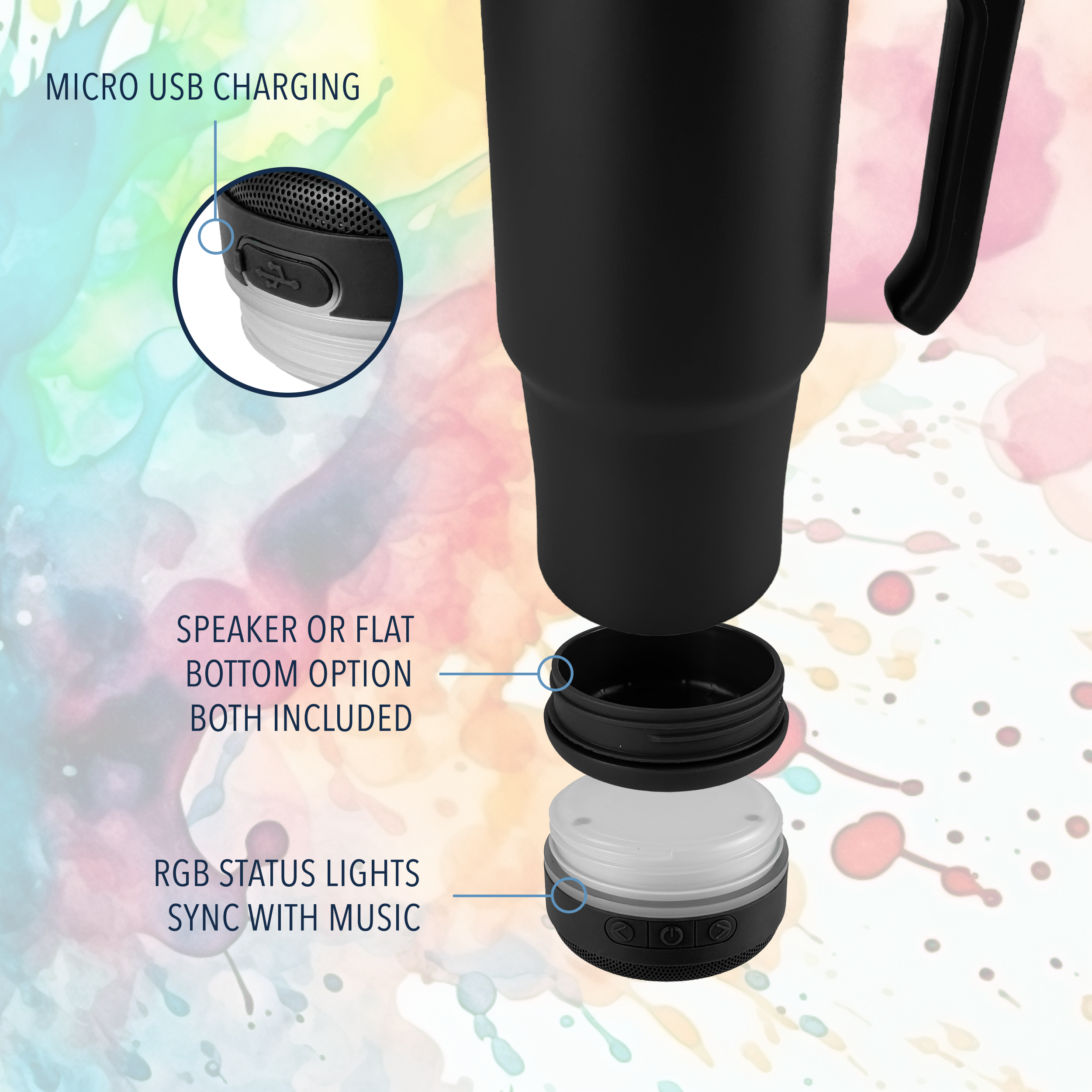 Hogg Outfitters - Wholesale Insulated Mug/Tumbler - 30oz Grippy Speaker Tumbler, Bluetooth Speaker Cup2