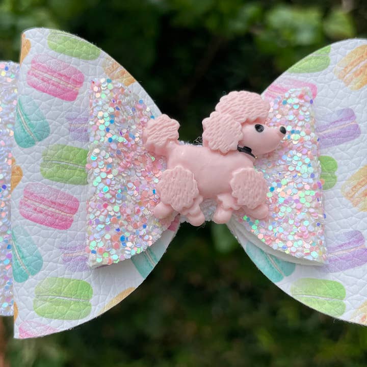 Pink French Poodle Dog Hair Bow for wholesale by little lemons