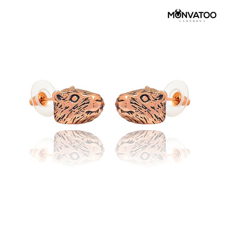 Rose Gold Bear Stud Earrings for wholesale by MONVATOO London