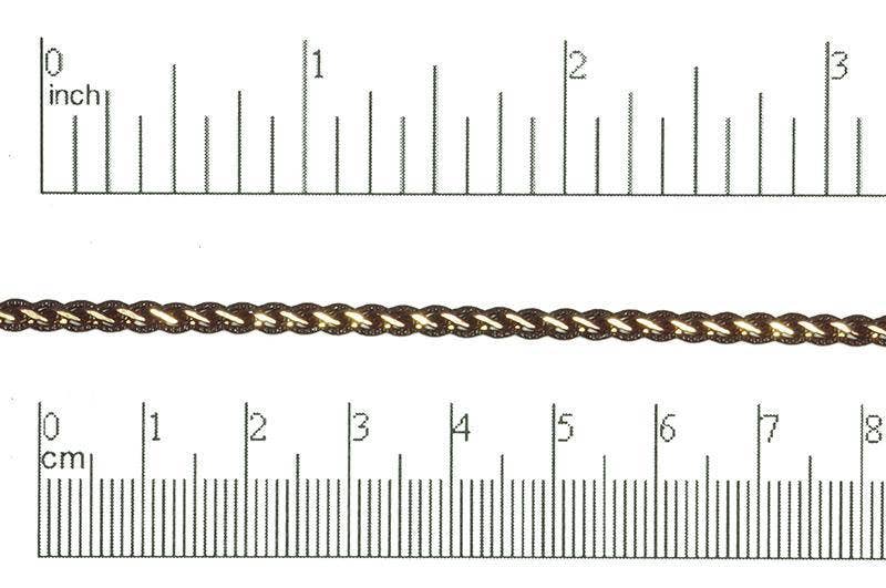 Continental Beads - Wholesale Craft Supplies - 4mm Flat Braided Two-Tone Curb Chain - Made of Brass and Enamel - Sold by the Foot - Ch-8760
