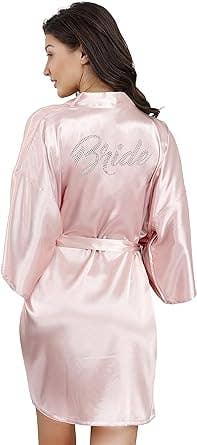 LA Merchandise - Wholesale Robe - Women's - La Merchandise LAB1800 Women's Satin Short Bridal Party Robe14