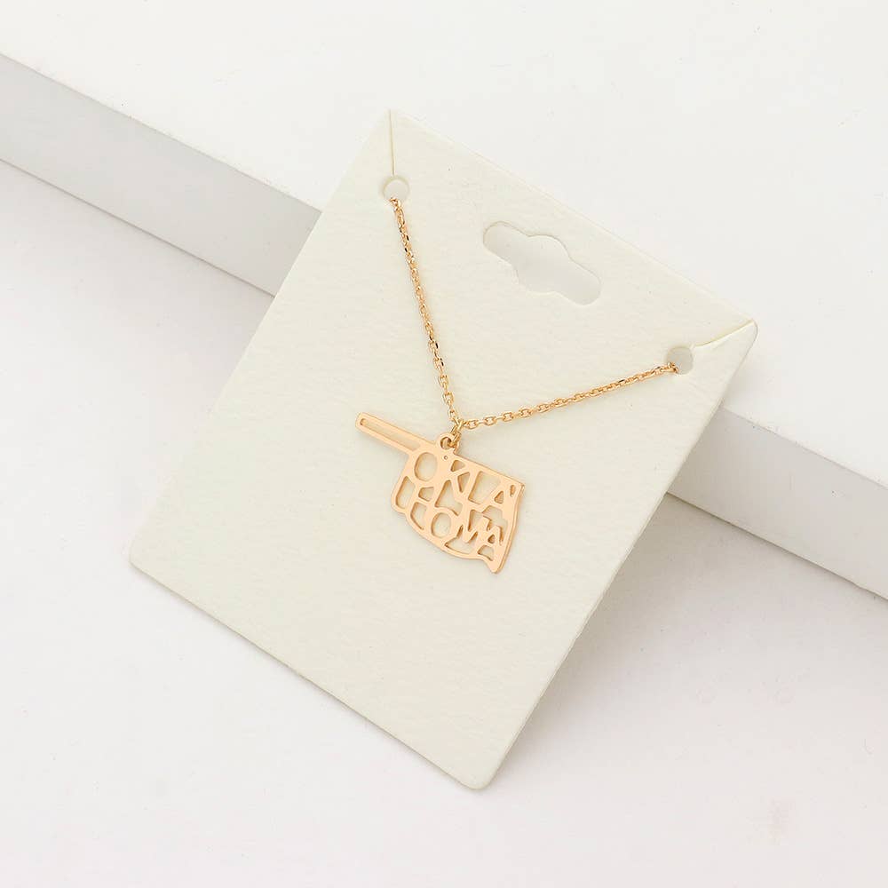 Sensibling Corp. - Wholesale Pendant/Charm Necklace - Oklahoma State Map Pendant Necklace0