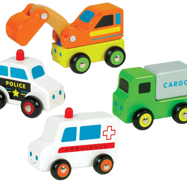 Small World Toys – Großhandel Spielzeugauto – Kinder – Small World Toys Stadtfahrzeuge aus Holz 12-teiliges Set1