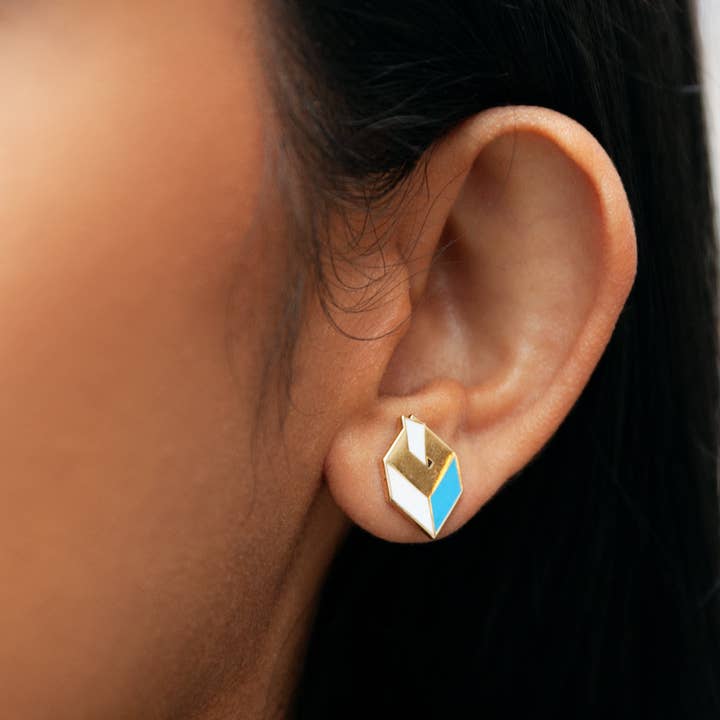 Ballot Box Stud Earrings (blue highlight) for wholesale by Dissent Pins