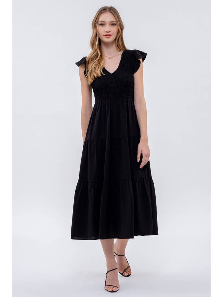 MINE - Wholesale Dress - Women's - FLUTTER SLEEVE MAXI DRESS24