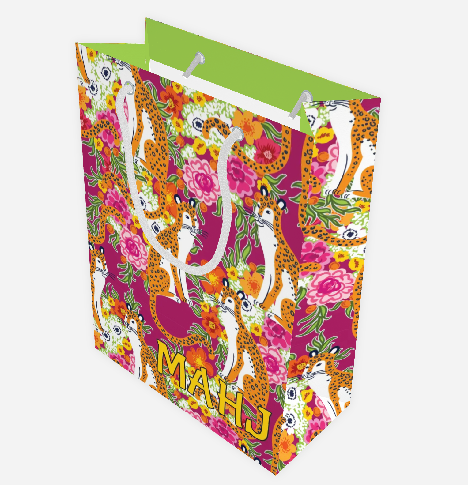 Hey Y'all Party - Wholesale Gift Bag - Mahjong Staffordshire Cheetah Chinoiserie Floral Gift Bag1