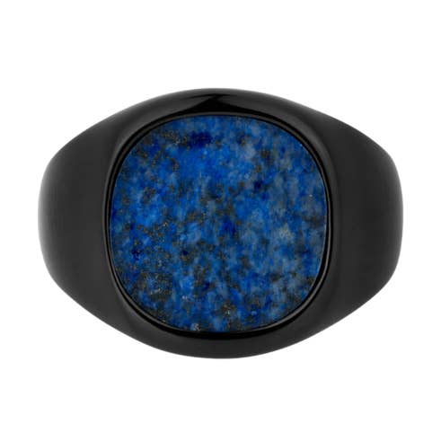 Blue Lapis Lazuli Signet Ring - Black for wholesale by Twistedpendant