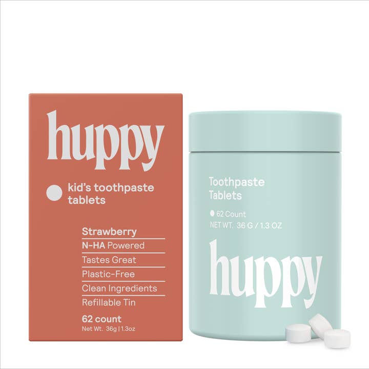 Huppy - Wholesale Toothpaste - Fluoride-Free Toothpaste Tablets | Retail | Strawberry