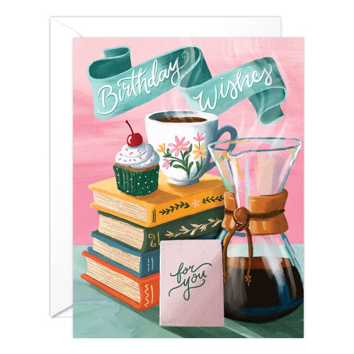 Birthday Books and Coffee for wholesale by Golden Peach Greetings