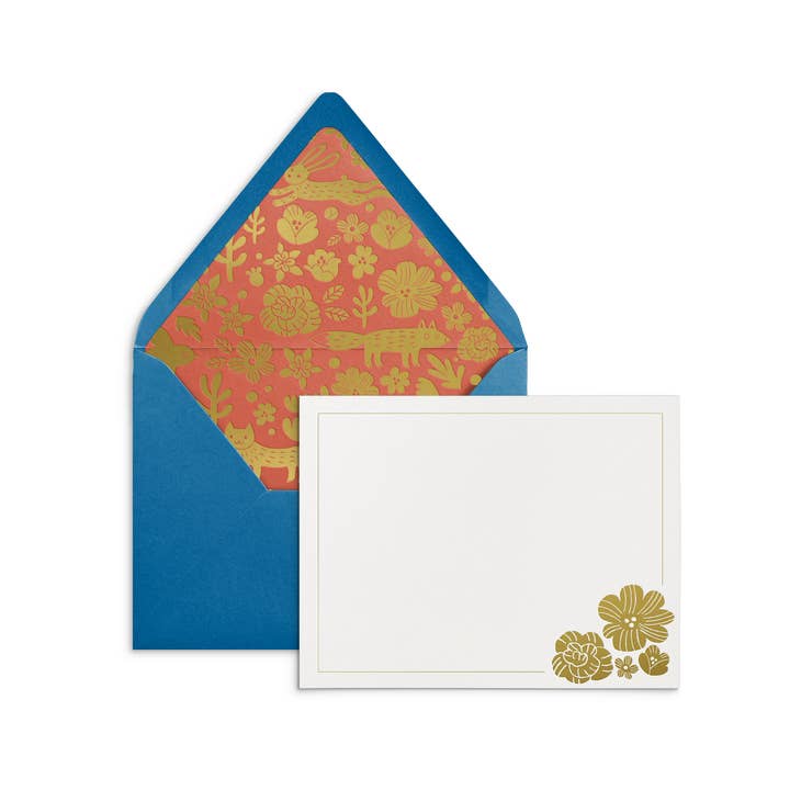 Smitten on Paper - Wholesale Stationery/Notecard Set - Smitten on Paper x Fugu Fugu Luxe Lined Note Set Blue