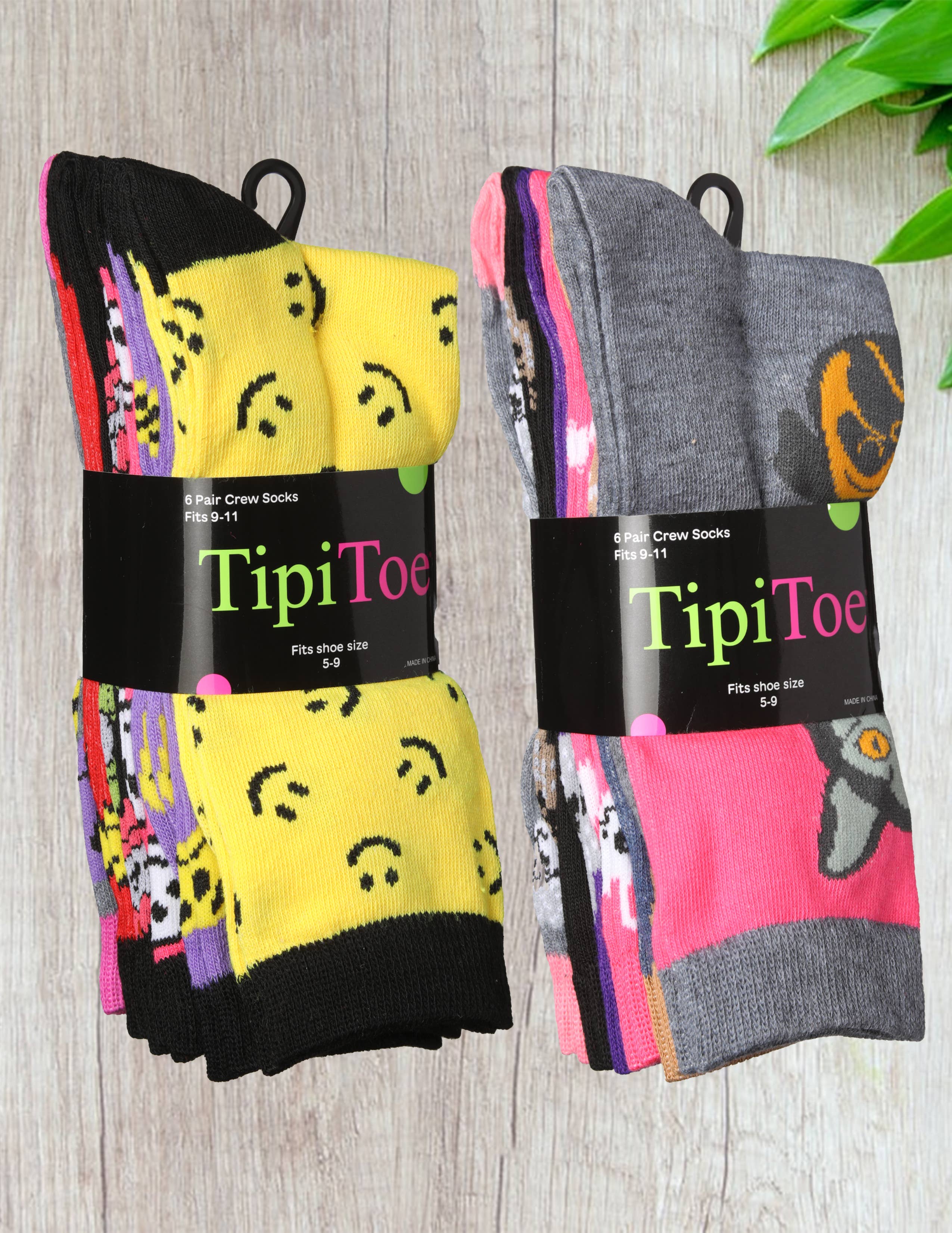 Isadora, Tipi toe, & James Fiallo - Wholesale Socks - Women's - Women Tipi Toe 6 Pack Colorful Funny Novelty Funky Cute Crew1