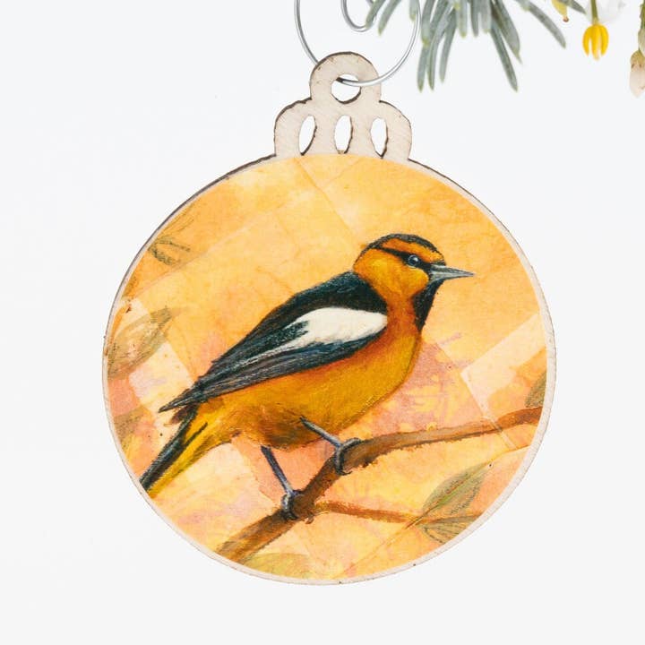 Bullock's Oriole Ornament | Christmas Ornament | Bird Ornament | Wooden Ornament | Bird Art | Bird Painting | Christmas Gift for Her | Bird for wholesale by Orphan Girl Fine Art