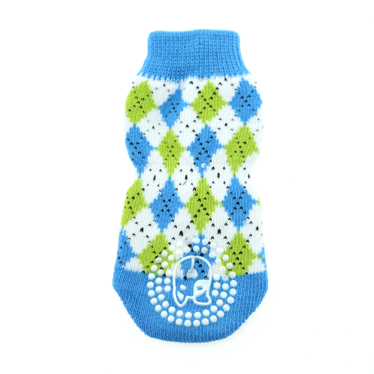 Doggie Design - Wholesale Pet Socks - Dog - Non-Skid Dog Socks - Blue and Green Argyle1