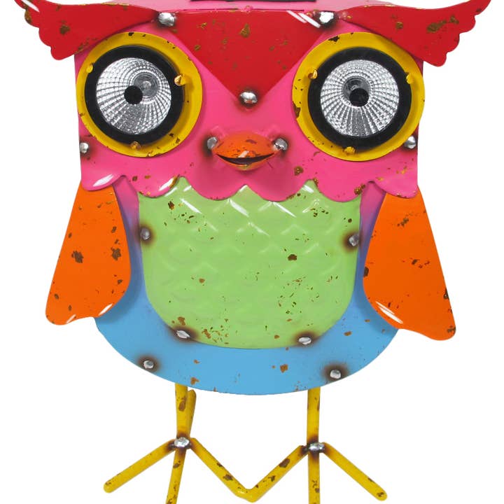 Colorful Enameled Metal Animal Statues w/ Solar Eyes for wholesale by Continental Art Center