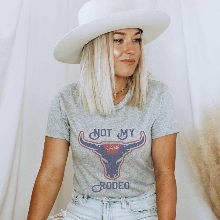 Not my First Rodeo Western Skull T-Shirt for wholesale by Trendznmore - Modern Graphic Apparel