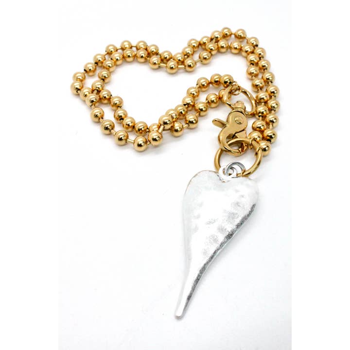 Extra Grote Zilveren Hart Ketting om Kort of Lang te Dragen -N2-2178GD voor wholesale door LIZOU