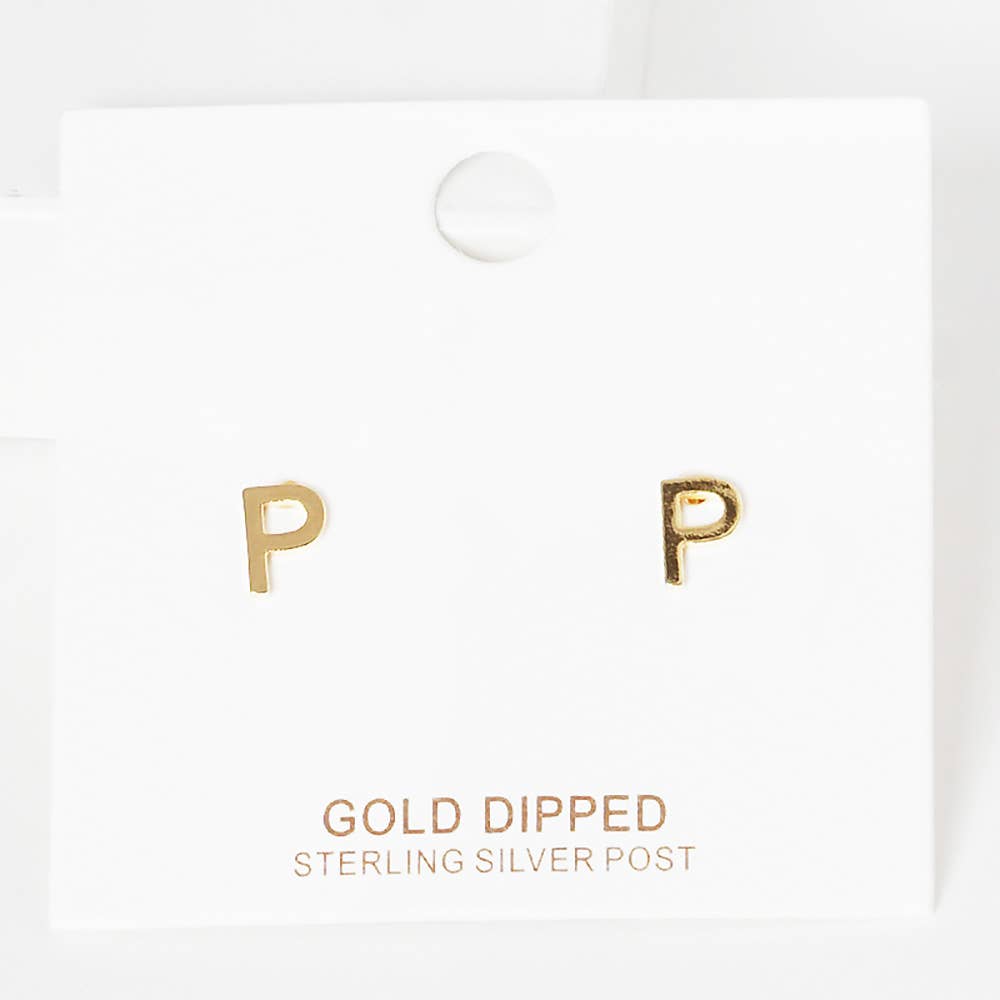 Sensibling Corp. - Wholesale Stud/Post Earrings - Gold Dipped Metal Initial Monogram Stud Earrings33