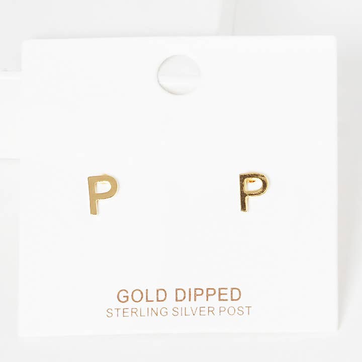 Sensibling Corp. - Wholesale Stud/Post Earrings - Gold Dipped Metal Initial Monogram Stud Earrings33