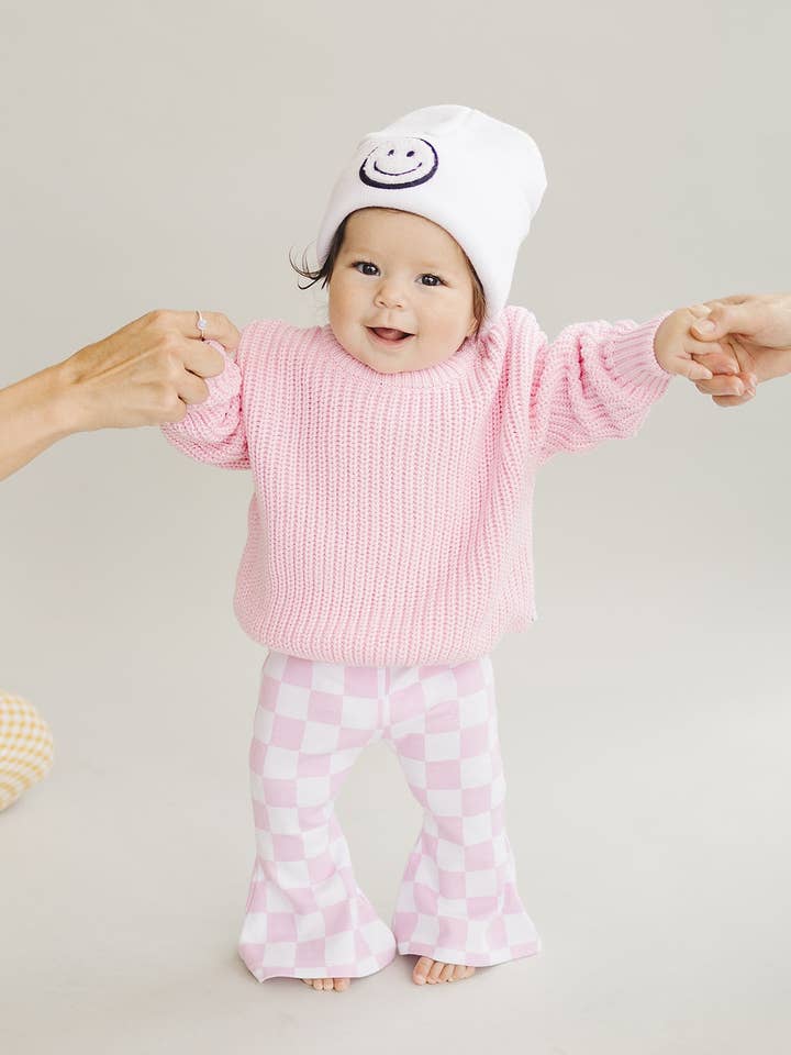 Checkered Flare Pants | Pink for wholesale by Lucky Panda Kids