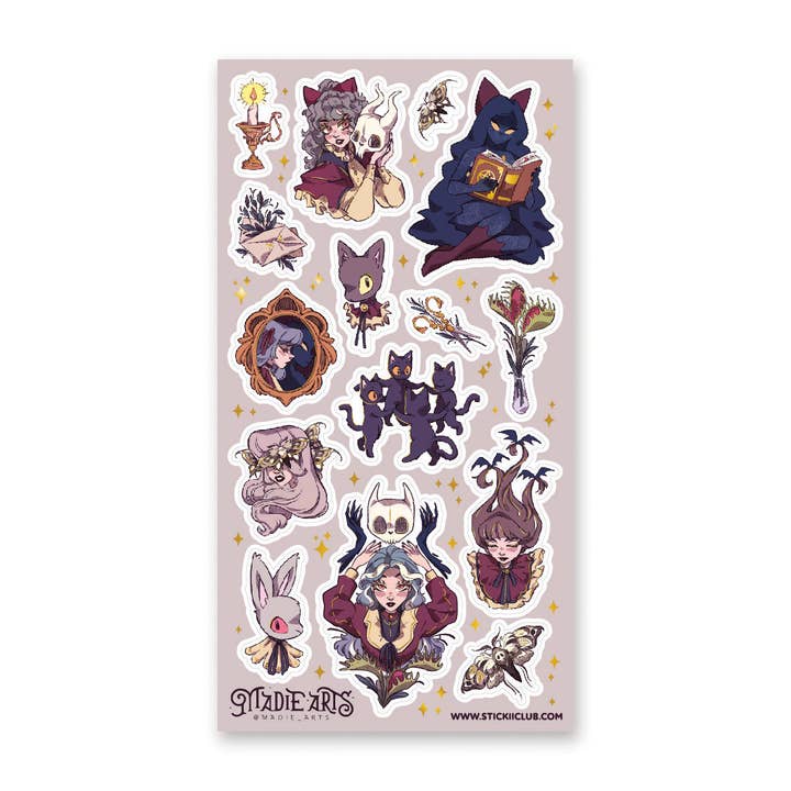 Curious Cat Coven Sticker Sheet for wholesale by STICKII