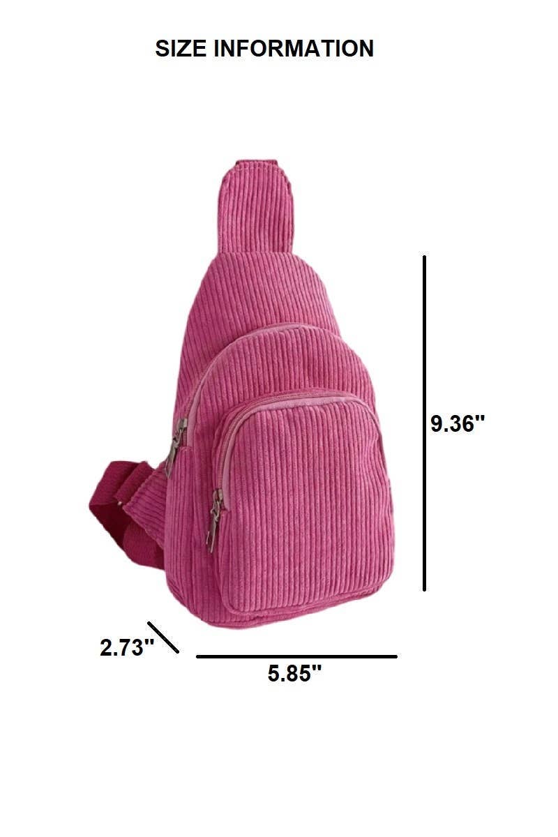 Vanilla Monkey - Wholesale Crossbody Bag - Women's - Corduroy Vintage Double Pocket Crossbody Sling Bag5