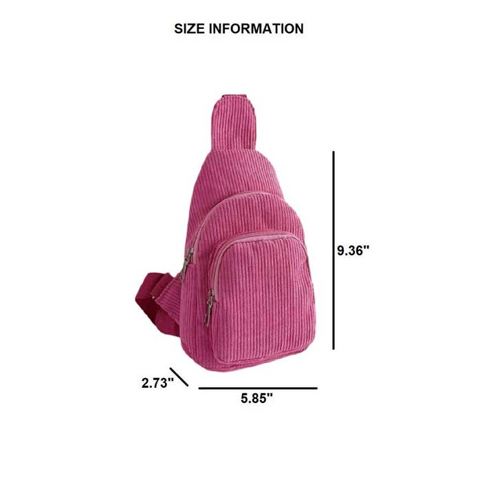 Vanilla Monkey - Wholesale Crossbody Bag - Women's - Corduroy Vintage Double Pocket Crossbody Sling Bag5