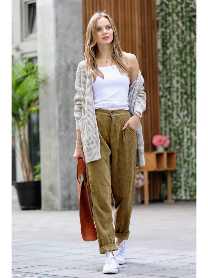 42POPS - Wholesale Pants - Women's - ,,....HIGH RISE CORDUROY PANTS WITH POCKETS