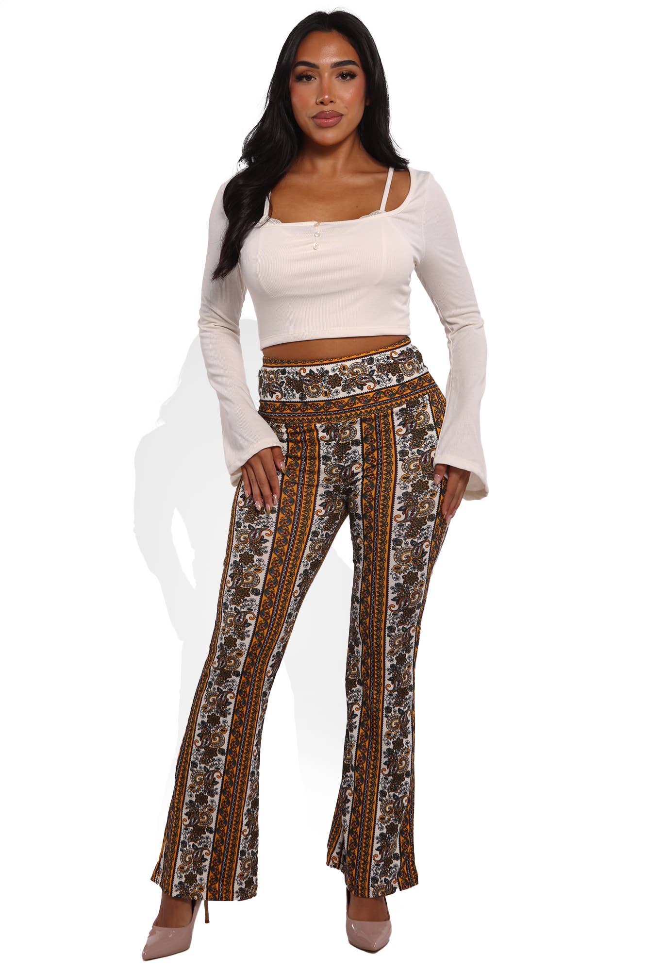 REDFINCH APPAREL INC - Wholesale Pants - Women's - Womens High Waist Soft Brushed Flare Pants5