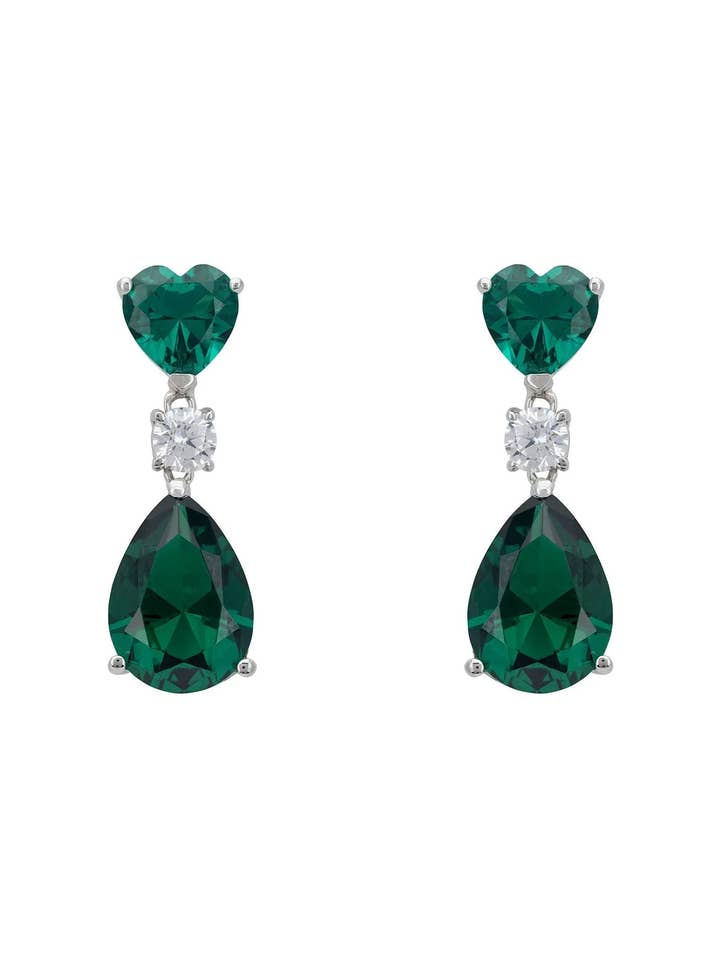 Boucles d'oreilles en argent avec gouttes d'émeraude Irina pour la vente par Latelita