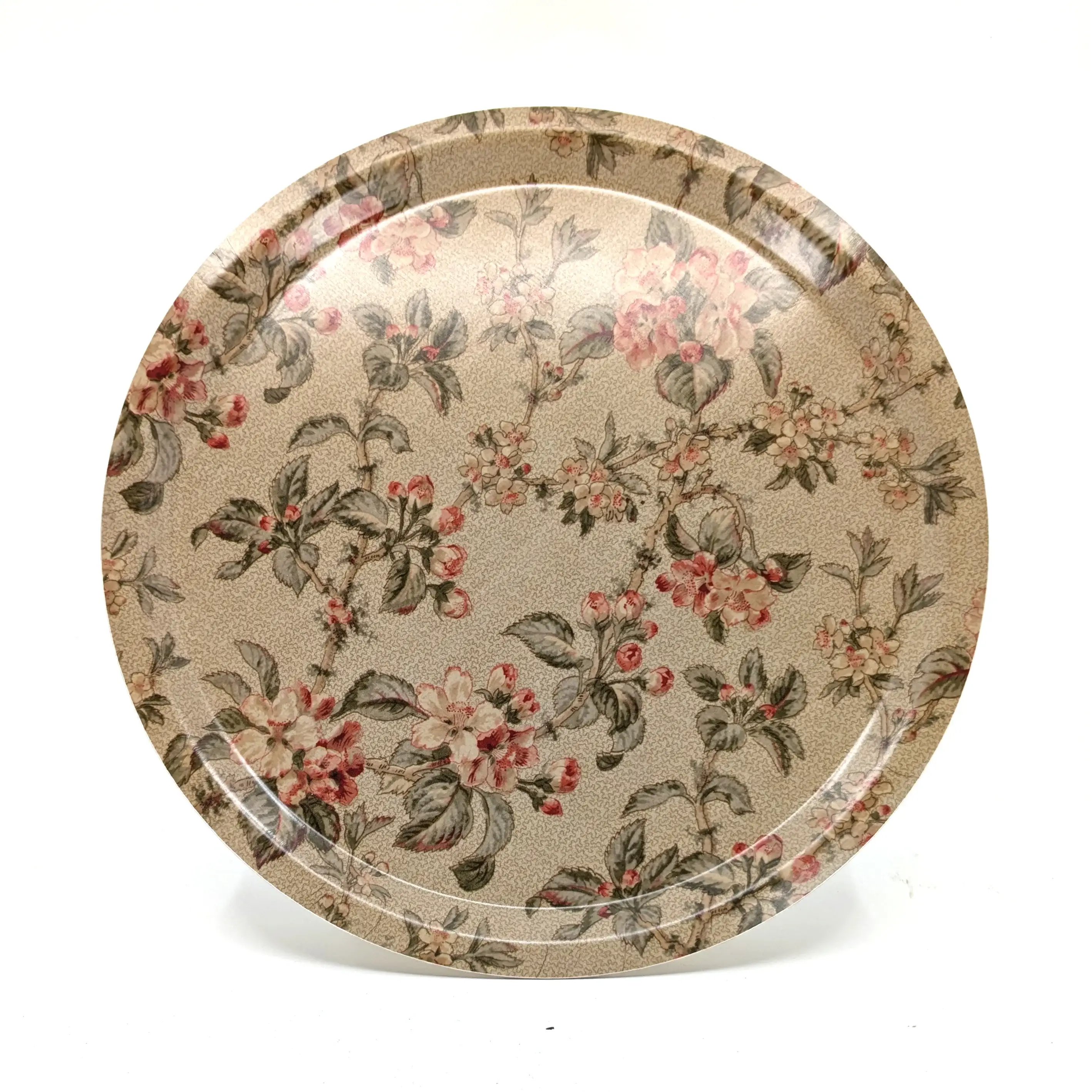 Host Home – wholesale Decorative tray – ROUND BIRCH WOOD TRAY - SOFT FLORAL0