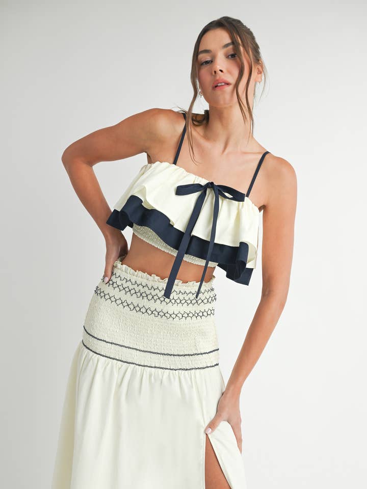 Top van contrasterend katoen voor wholesale door EB LUXE