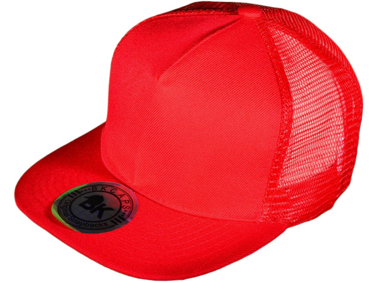 Buck Wholesale - Wholesale Trucker Hat - Unisex - Flat Bill Trucker Hats - 5 Panel SnapBack Mesh 2 Tone BK Cap14