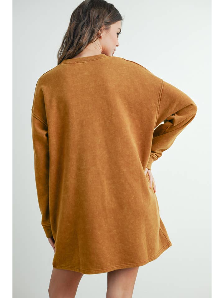 BUTTERMELON - Wholesale Dress - Women's - Tall Acid Wash Sweatshirt Dress - BMD753842