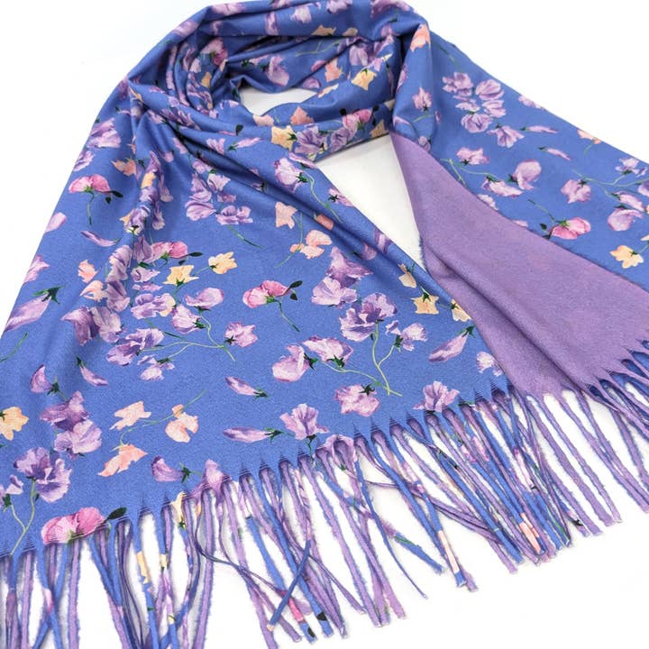 Écharpe Style Pashmina Pois de Senteur - Indigo (70x180cm) - Design Exclusif pour la vente par Black Ginger