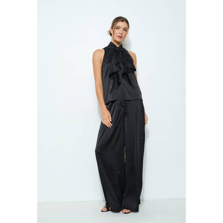 INA - Vente Pantalon – femme - Pantalon large à taille haute en strass17