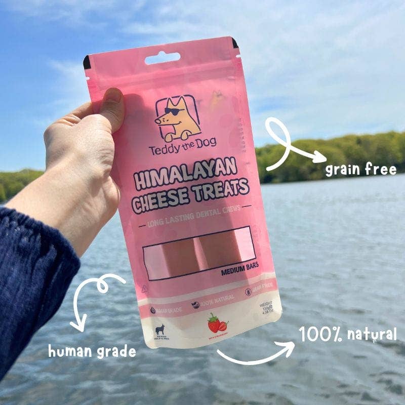 Teddy the Dog - Wholesale Pet Treats - Dog - Medium Himalayan Strawberry Cheese Bar - Chew Bar1