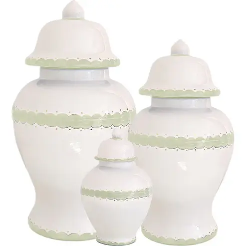 Lo Home | Ruby Clay - Wholesale Decorative Jar - Scallop Ginger Jars in Soft Green0